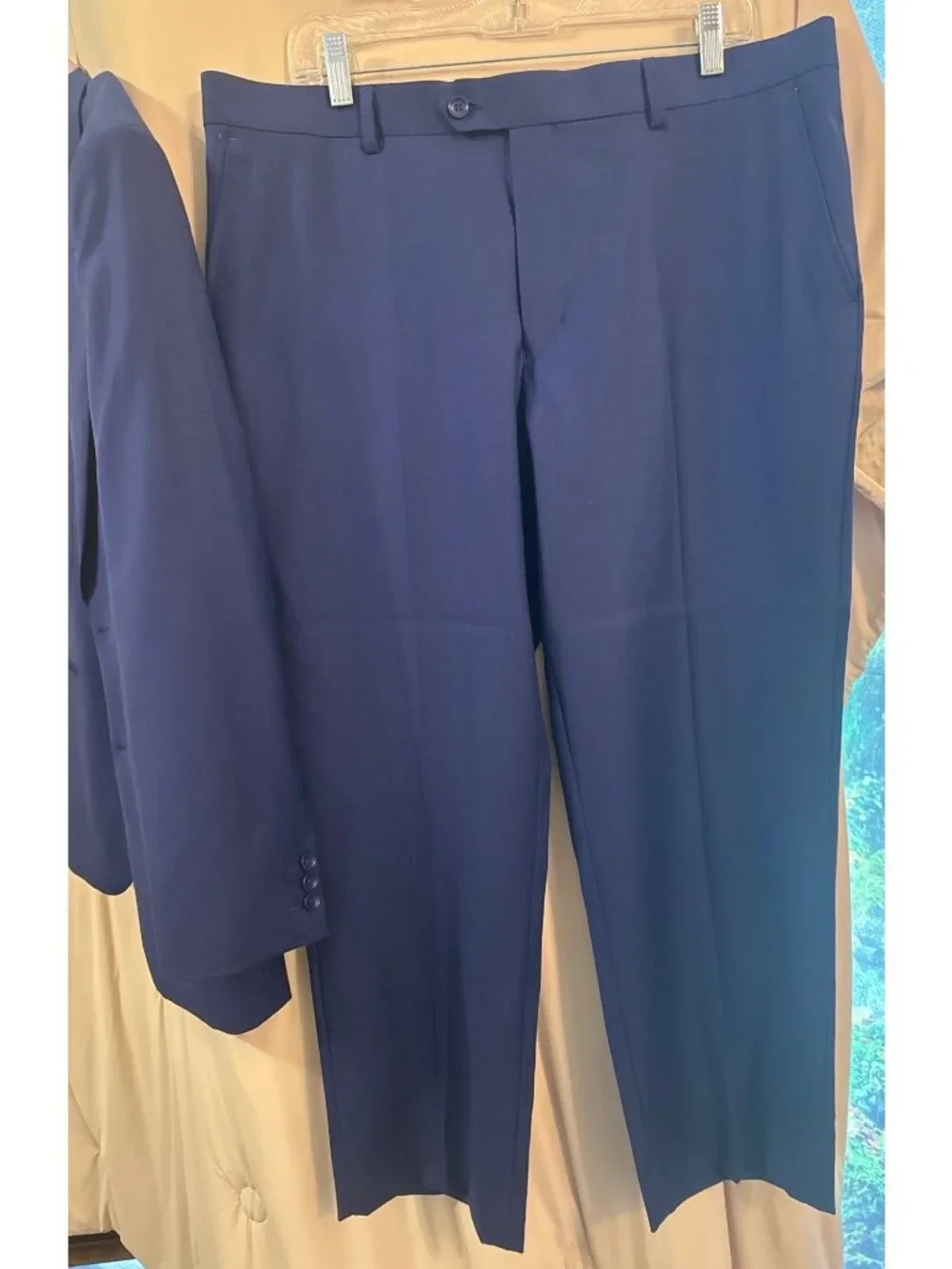 Men's Virgin Wool Suit 44R Pants 38x28 Navy Mantoni Finest Tailoring
